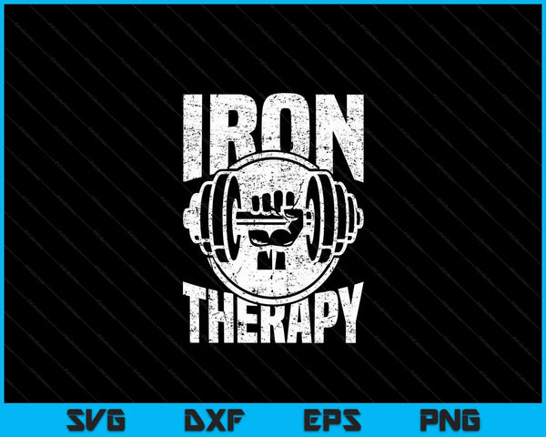 Powerlifting Strongman Tshirt Iron Is My Therapy Tee SVG PNG Digital Cutting Files