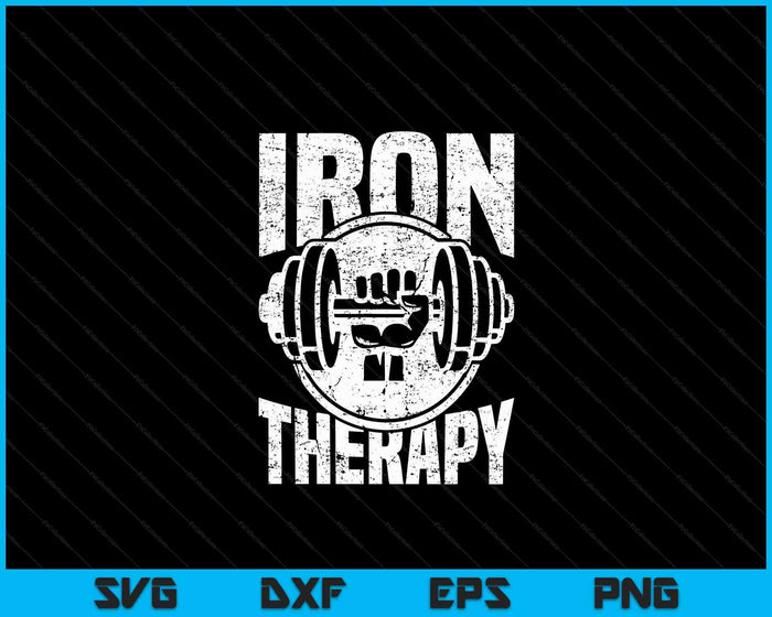 Powerlifting Strongman Tshirt Iron Is My Therapy Tee SVG PNG Digital Cutting Files