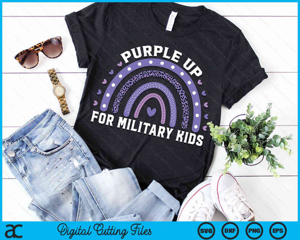 Purple Up For Military Kids Rainbow Military Child Month SVG PNG Digital Cutting Files