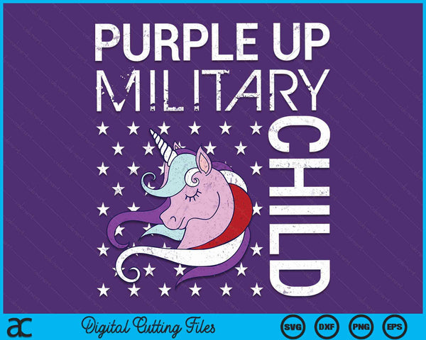 Purple Up Military Child Purple-Up Unicorn Awareness Month SVG PNG Digital Cutting Files