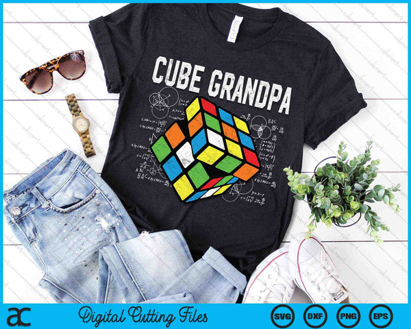 Puzzle Cube Grandpa Speed Cubing 80's Youth Vintage Math SVG PNG Digital Cutting Files