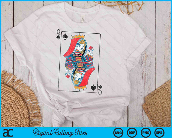 Queen Of Spades Playing Card Costume Poker Distressed SVG PNG Digital Cutting Files