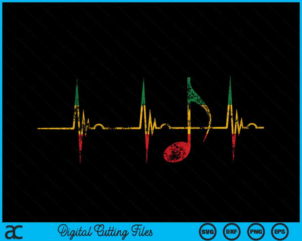 Rasta Reggae Music Notes Heartbeat EKG Pulse Clefs SVG PNG Digital Cutting Files