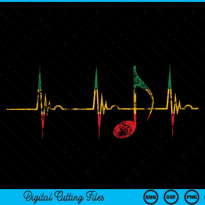 Rasta Reggae Music Notes Heartbeat EKG Pulse Clefs SVG PNG Digital Cutting Files