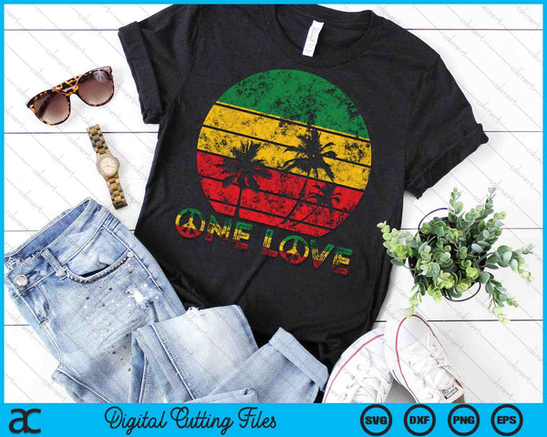 Rasta Reggae One Love Vintage Sunset Jamaica Vacation SVG PNG Digital Cutting Files