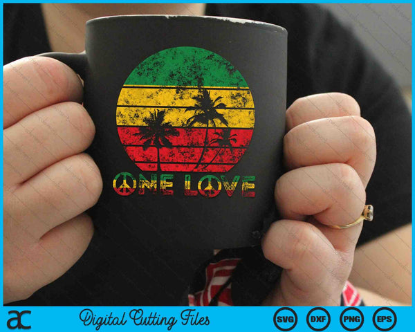 Rasta Reggae One Love Vintage Sunset Jamaica Vacation SVG PNG Digital Cutting Files