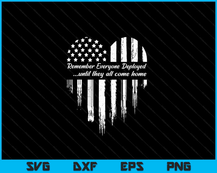 Red Friday Remember Everyone Deployed American Flag Heart SVG PNG Digital Cutting Files