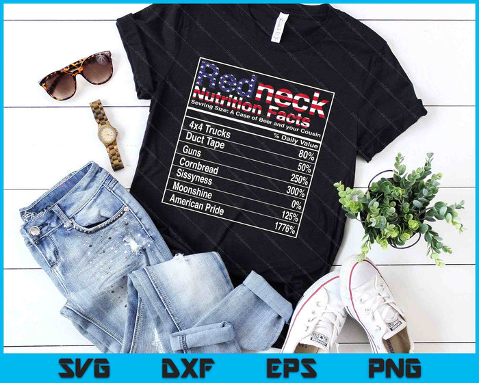 Redneck Nutrition Facts 4th of July Country Funny SVG PNG Cutting Printable Files