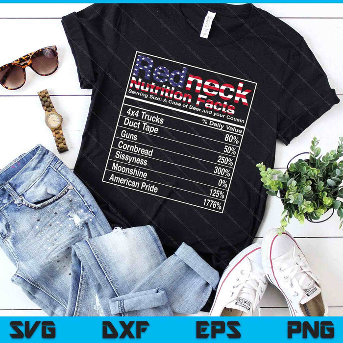 Redneck Nutrition Facts 4th of July Country Funny SVG PNG Cutting Printable Files