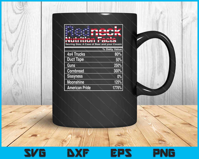 Redneck Nutrition Facts 4th of July Country Funny SVG PNG Cutting Printable Files