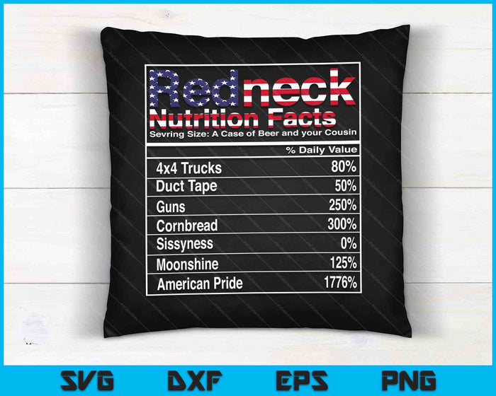 Redneck Nutrition Facts 4th of July Country Funny SVG PNG Cutting Printable Files