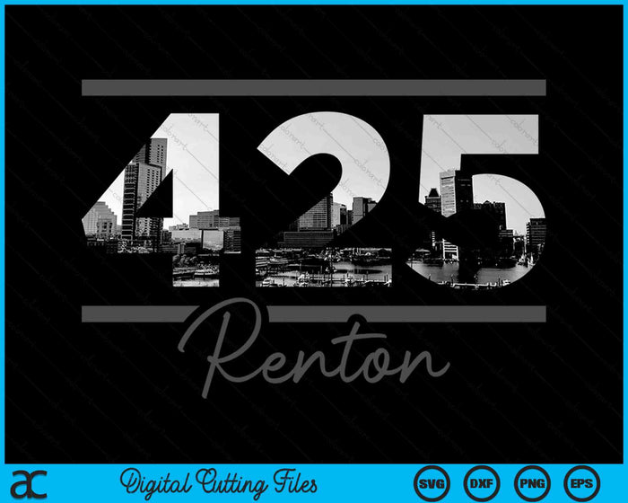 Renton 425 Area Code Skyline Washington Vintage SVG PNG Digital Cutting Files Renton 425 Area Code Skyline Washington Vintage SVG PNG Digital Cutting Files