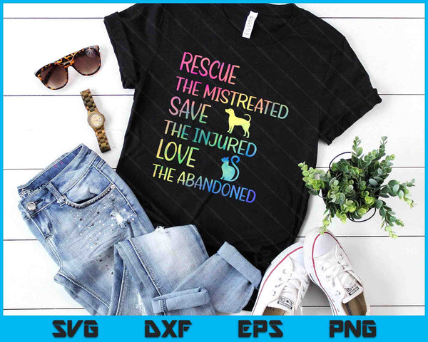 Rescue Save Love Pet Animal Shelter Volunteer Gifts Sleeve SVG PNG Digital Printable Files