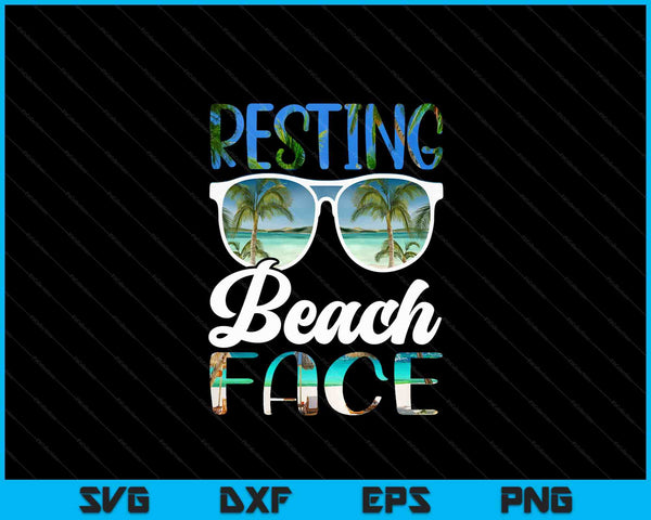 Resting Beach Face Vintage Retro Beach Vacation SVG PNG Cutting Printable Files