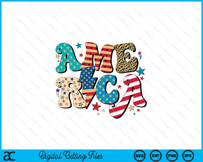 Retro America Flag Leopard 4th July SVG PNG Digital Cutting Files Retro America Flag Leopard 4th July SVG PNG Digital Cutting Files