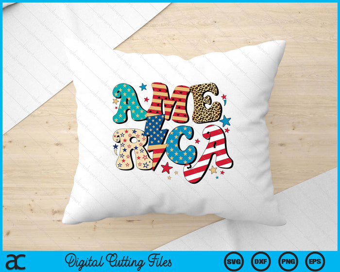 Retro America Flag Leopard 4th July SVG PNG Digital Cutting Files Retro America Flag Leopard 4th July SVG PNG Digital Cutting Files