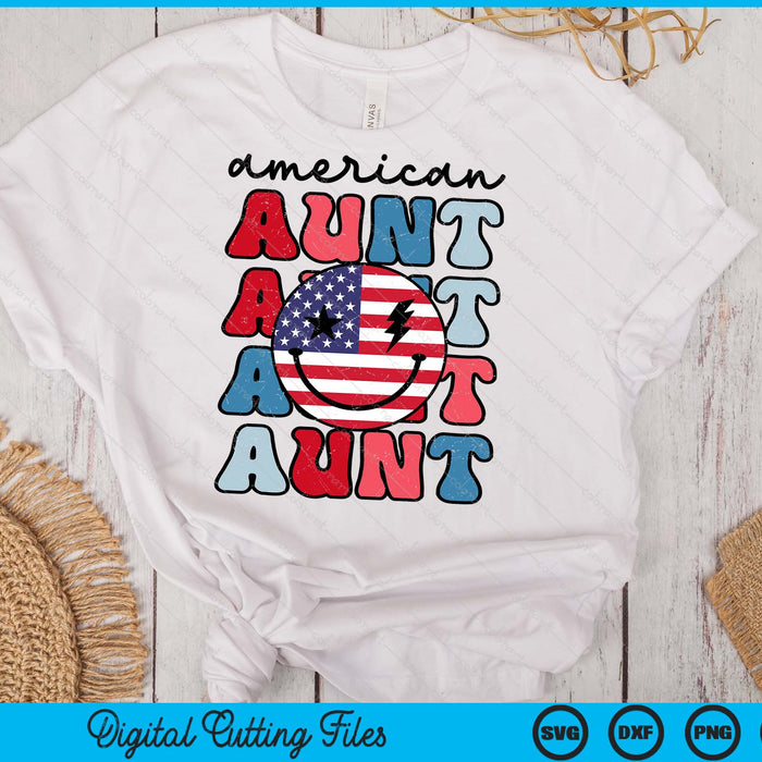 Retro American Aunt American Flag Cute 4th Of July Patriotic SVG PNG Digital Cutting Files Retro American Aunt American Flag Cute 4th Of July Patriotic SVG PNG Digital Cutting Files