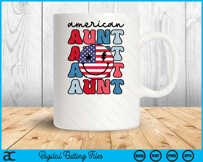 Retro American Aunt American Flag Cute 4th Of July Patriotic SVG PNG Digital Cutting Files Retro American Aunt American Flag Cute 4th Of July Patriotic SVG PNG Digital Cutting Files
