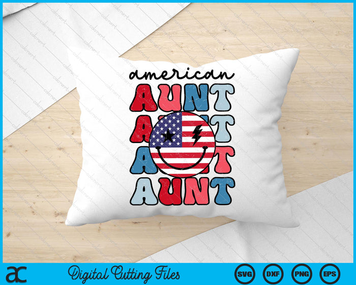 Retro American Aunt American Flag Cute 4th Of July Patriotic SVG PNG Digital Cutting Files Retro American Aunt American Flag Cute 4th Of July Patriotic SVG PNG Digital Cutting Files