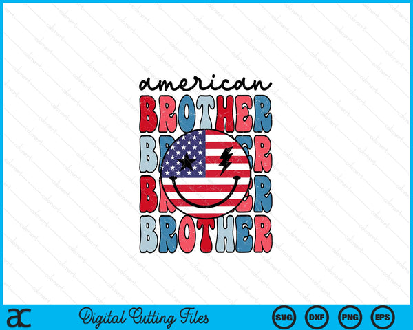 Retro American Brother American Flag Cute 4th Of July Patriotic SVG PNG Digital Cutting Files