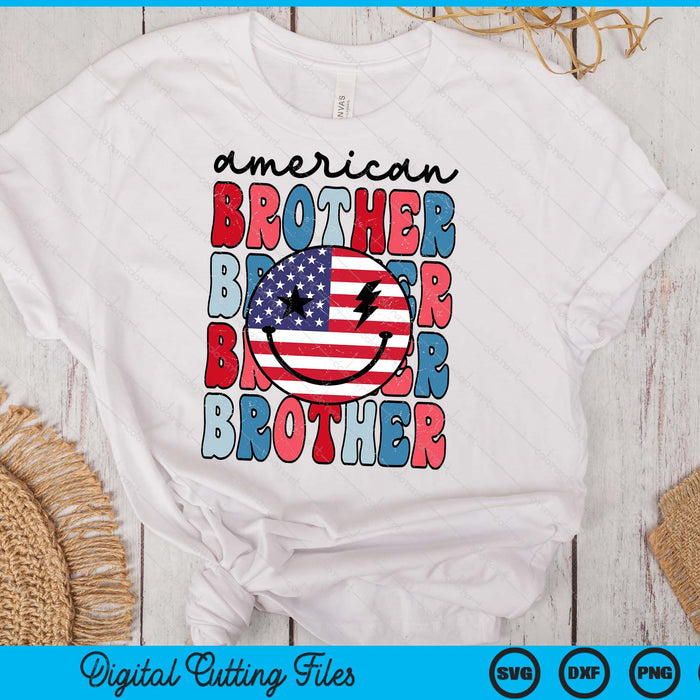 Retro American Brother American Flag Cute 4th Of July Patriotic SVG PNG Digital Cutting Files Retro American Brother American Flag Cute 4th Of July Patriotic SVG PNG Digital Cutting Files