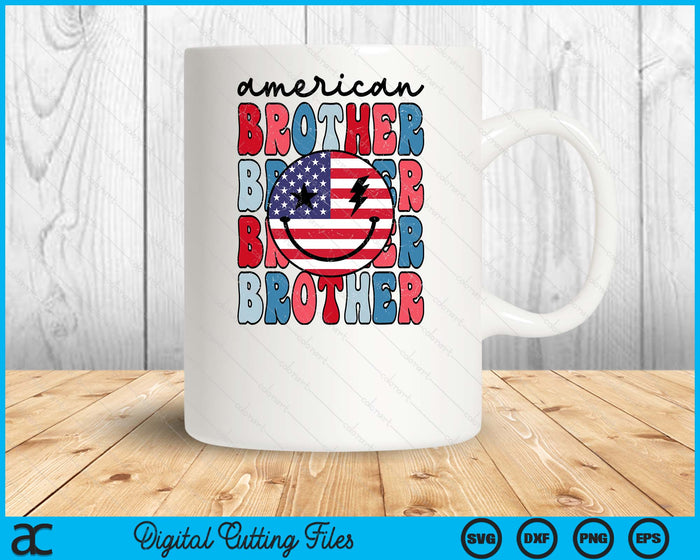 Retro American Brother American Flag Cute 4th Of July Patriotic SVG PNG Digital Cutting Files Retro American Brother American Flag Cute 4th Of July Patriotic SVG PNG Digital Cutting Files