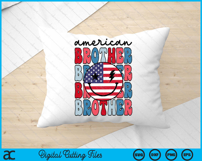 Retro American Brother American Flag Cute 4th Of July Patriotic SVG PNG Digital Cutting Files