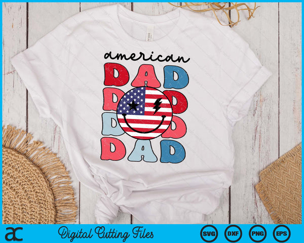 Retro American Dad American Flag Cute 4th Of July Patriotic SVG PNG Digital Cutting Files