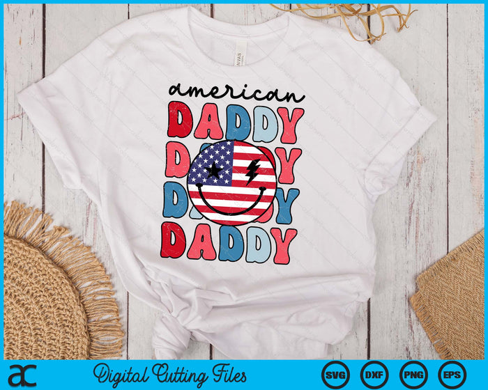 Retro American Daddy American Flag Cute 4th Of July Patriotic SVG PNG Digital Cutting Files Retro American Daddy American Flag Cute 4th Of July Patriotic SVG PNG Digital Cutting Files
