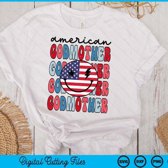 Retro American Godmother American Flag Cute 4th Of July Patriotic SVG PNG Digital Cutting Files Retro American Godmother American Flag Cute 4th Of July Patriotic SVG PNG Digital Cutting Files