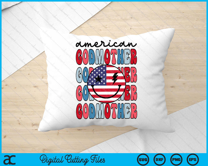Retro American Godmother American Flag Cute 4th Of July Patriotic SVG PNG Digital Cutting Files Retro American Godmother American Flag Cute 4th Of July Patriotic SVG PNG Digital Cutting Files