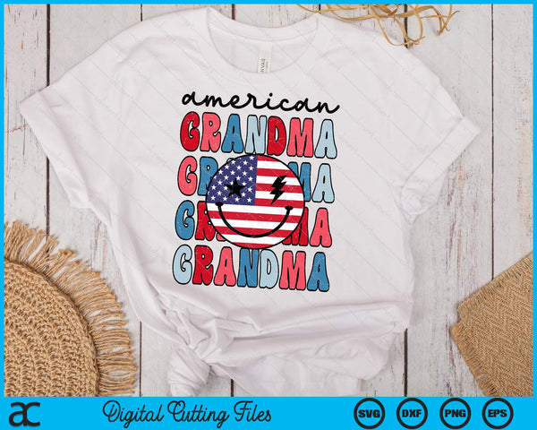 Retro American Grandma American Flag Cute 4th Of July Patriotic SVG PNG Digital Cutting Files