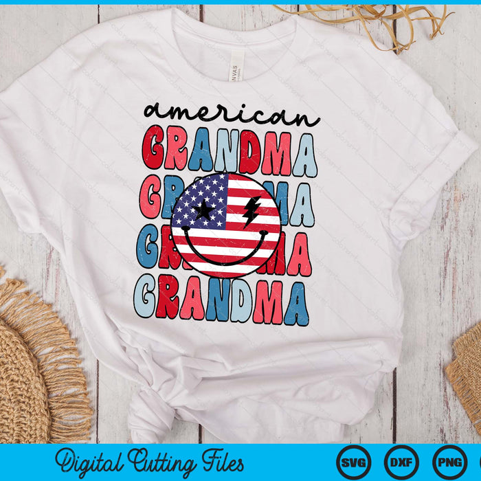 Retro American Grandma American Flag Cute 4th Of July Patriotic SVG PNG Digital Cutting Files Retro American Grandma American Flag Cute 4th Of July Patriotic SVG PNG Digital Cutting Files