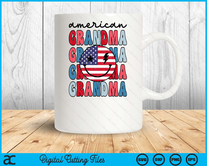 Retro American Grandma American Flag Cute 4th Of July Patriotic SVG PNG Digital Cutting Files Retro American Grandma American Flag Cute 4th Of July Patriotic SVG PNG Digital Cutting Files