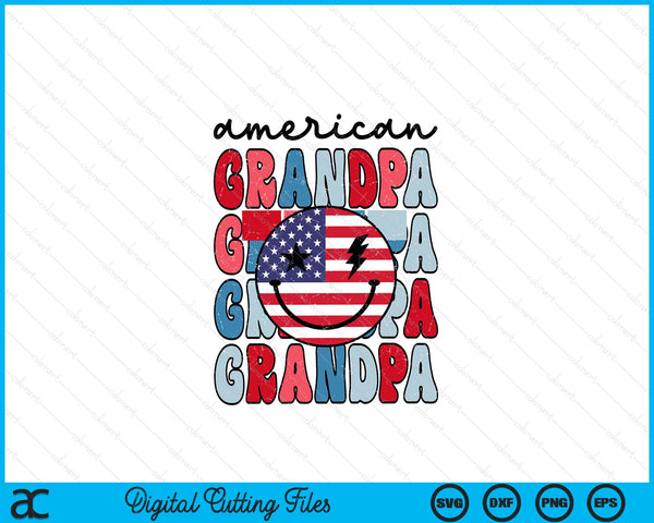 Retro American Grandpa American Flag Cute 4th Of July Patriotic SVG PNG Digital Cutting Files