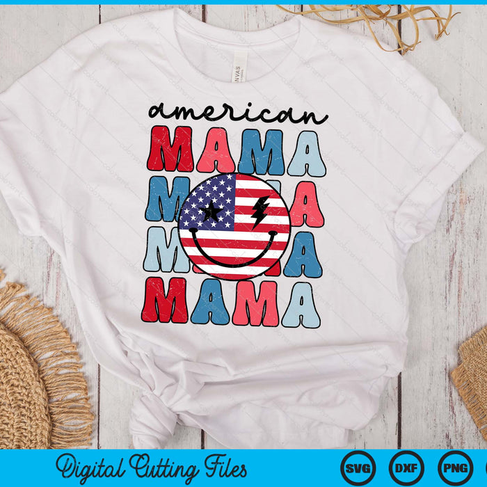 Retro American Mama American Flag Cute 4th Of July Patriotic SVG PNG Digital Cutting Files Retro American Mama American Flag Cute 4th Of July Patriotic SVG PNG Digital Cutting Files