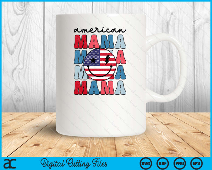 Retro American Mama American Flag Cute 4th Of July Patriotic SVG PNG Digital Cutting Files Retro American Mama American Flag Cute 4th Of July Patriotic SVG PNG Digital Cutting Files