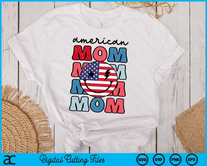 Retro American Mom American Flag Cute 4th Of July Patriotic SVG PNG Digital Cutting Files Retro American Mom American Flag Cute 4th Of July Patriotic SVG PNG Digital Cutting Files
