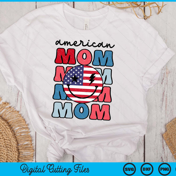 Retro American Mom American Flag Cute 4th Of July Patriotic SVG PNG Digital Cutting Files Retro American Mom American Flag Cute 4th Of July Patriotic SVG PNG Digital Cutting Files