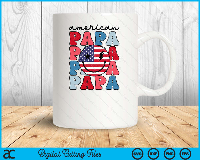 Retro American Papa American Flag Cute 4th Of July Patriotic SVG PNG Digital Cutting Files Retro American Papa American Flag Cute 4th Of July Patriotic SVG PNG Digital Cutting Files