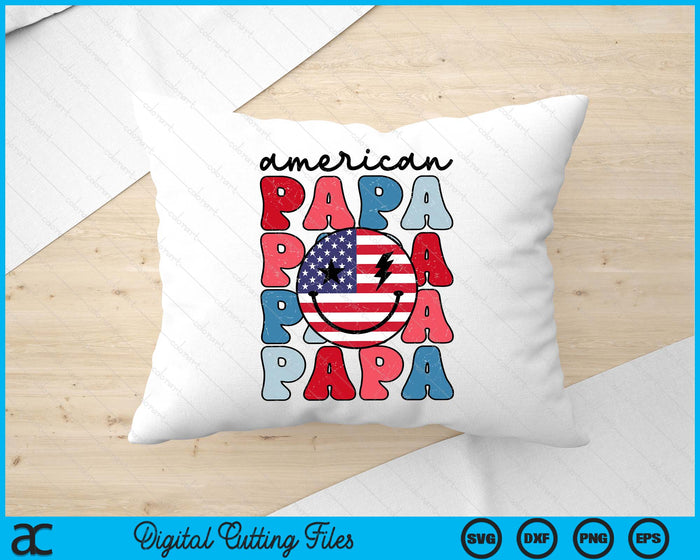 Retro American Papa American Flag Cute 4th Of July Patriotic SVG PNG Digital Cutting Files Retro American Papa American Flag Cute 4th Of July Patriotic SVG PNG Digital Cutting Files