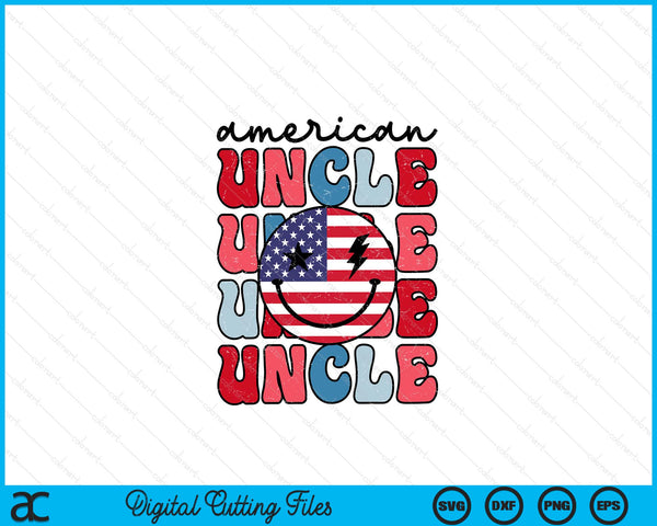 Retro American Uncle American Flag Cute 4th Of July Patriotic SVG PNG Digital Cutting Files