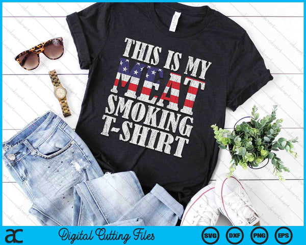 Retro BBQ Smoker Vintage US Flag This Is My Meat Smoking SVG PNG Digital Cutting Files