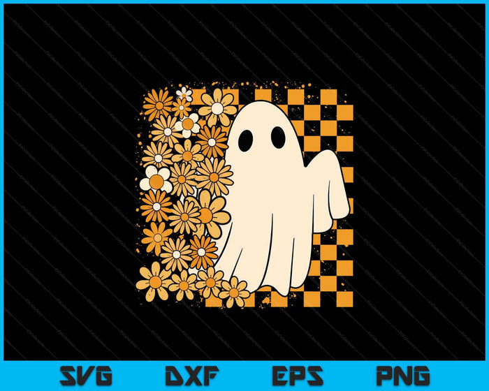Retro Floral Pumpkin Ghost Spooky Season SVG PNG Digital Printable Files Retro Floral Pumpkin Ghost Spooky Season SVG PNG Digital Printable Files