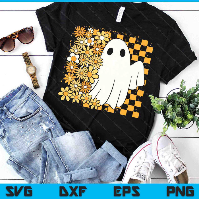 Retro Floral Pumpkin Ghost Spooky Season SVG PNG Digital Printable Files Retro Floral Pumpkin Ghost Spooky Season SVG PNG Digital Printable Files