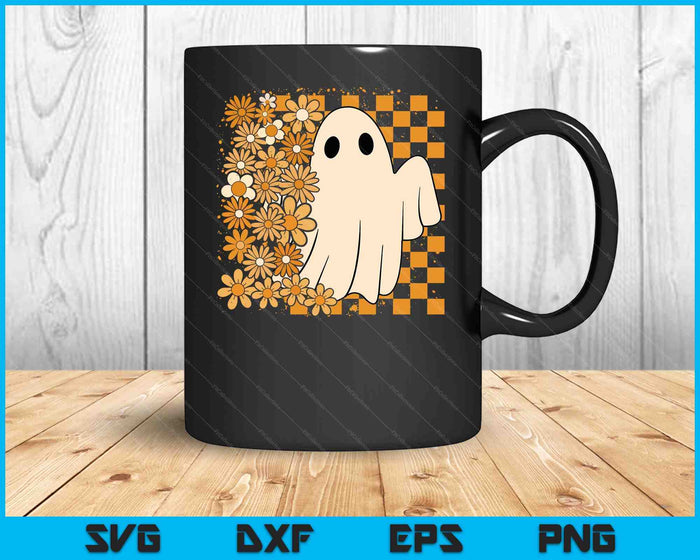 Retro Floral Pumpkin Ghost Spooky Season SVG PNG Digital Printable Files Retro Floral Pumpkin Ghost Spooky Season SVG PNG Digital Printable Files
