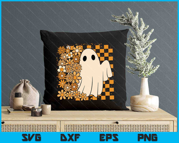 Retro Floral Pumpkin Ghost Spooky Season SVG PNG Digital Printable Files