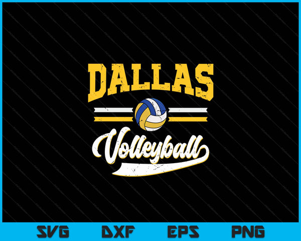 Retro Game Day Vintage Dallas Volleyball SVG PNG Digital Cutting Files