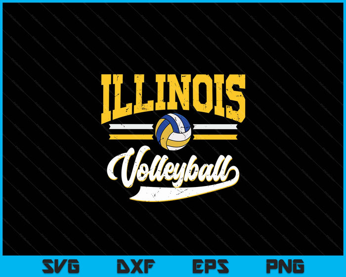 Retro Game Day Vintage Illinois Volleyball SVG PNG Digital Cutting Files Retro Game Day Vintage Illinois Volleyball SVG PNG Digital Cutting Files