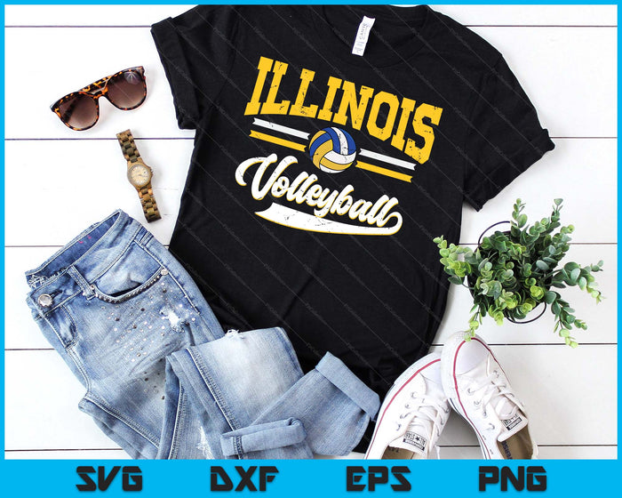 Retro Game Day Vintage Illinois Volleyball SVG PNG Digital Cutting Files Retro Game Day Vintage Illinois Volleyball SVG PNG Digital Cutting Files